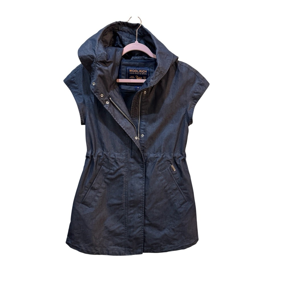 Woolrich John Rich & Bros. hooded utility vest Size XS Lightweight Blue